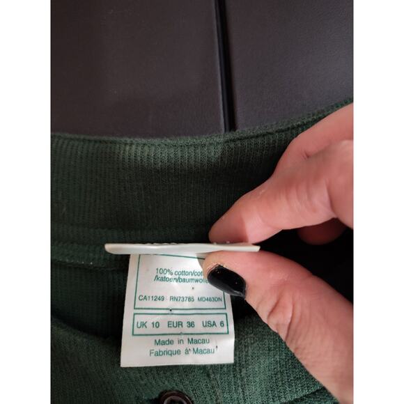 Vintage 90s Laura Ashley Forest Green Ribbed Heavy Cotton Maxi Dress 6 - Picture 6 of 8